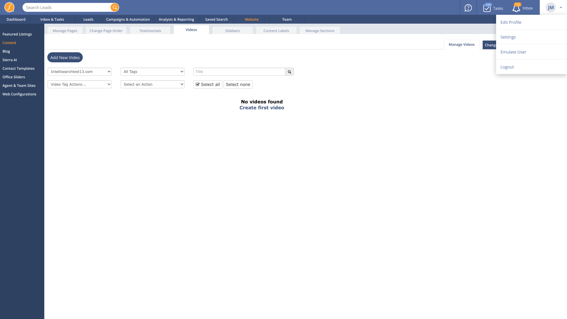 User Dropdown