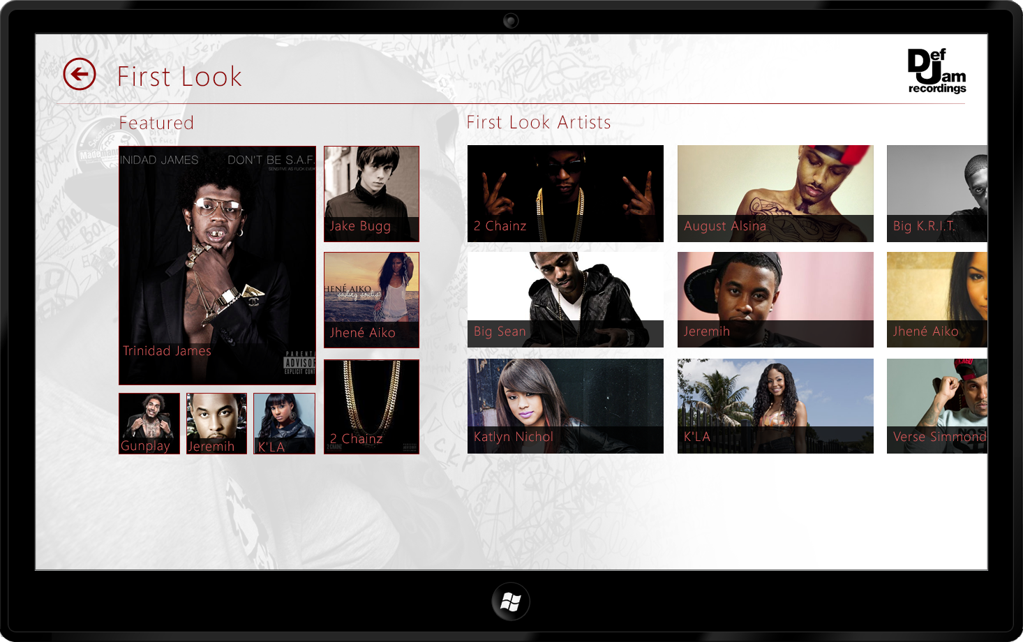 Def Jam Records Windows 8 App screenshot