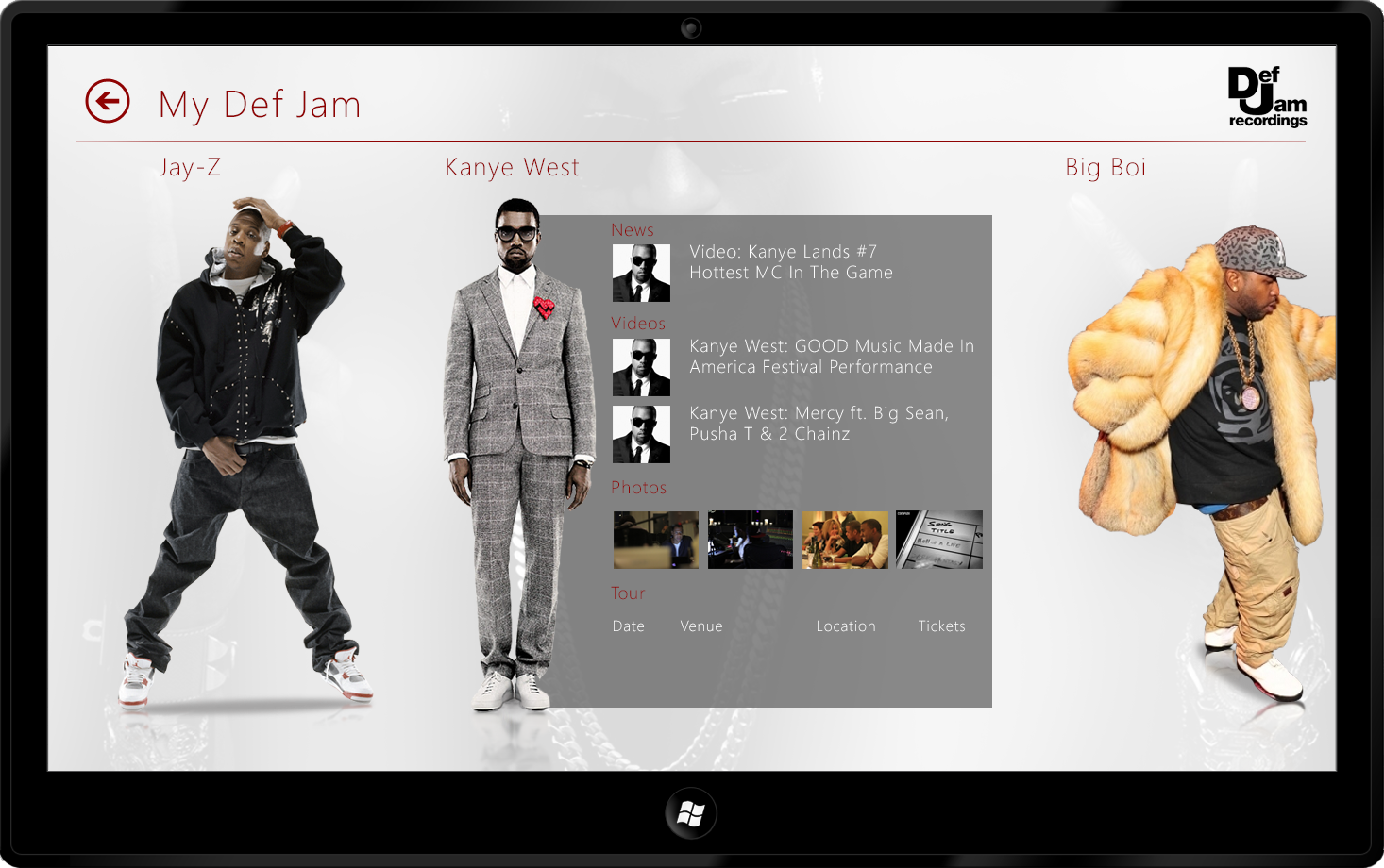 Def Jam Records Windows 8 App screenshot