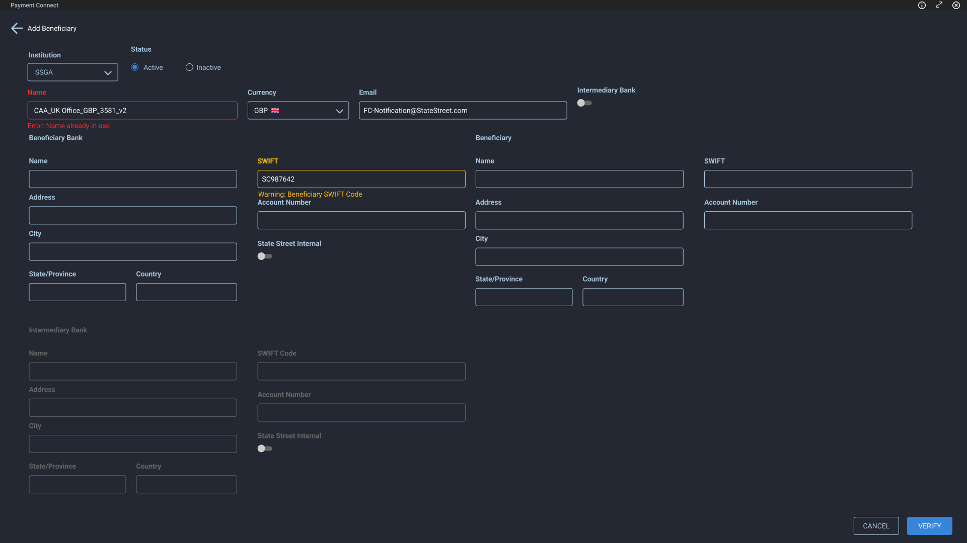 Error handling states
