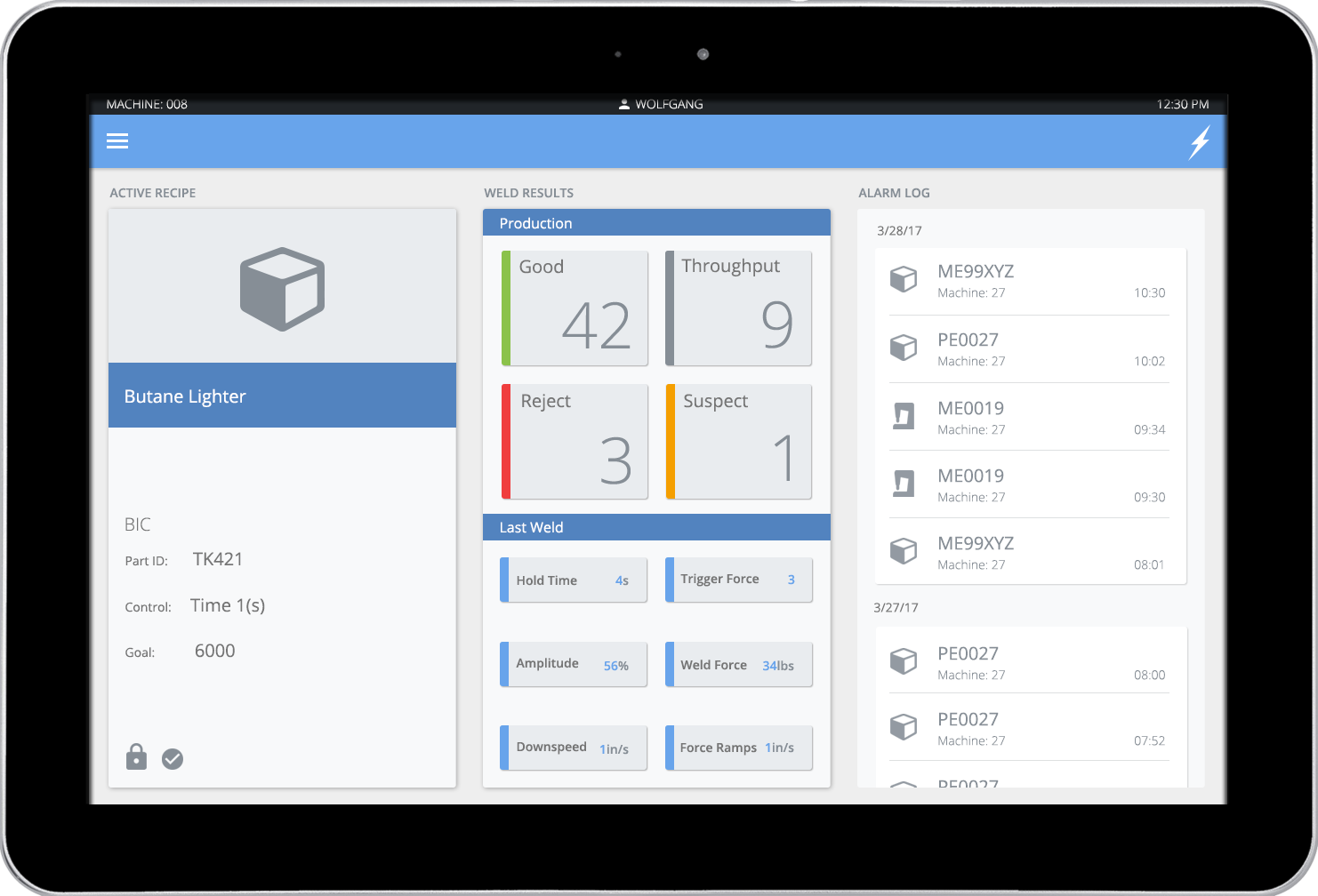Ultrasonic Welding HMI screenshot