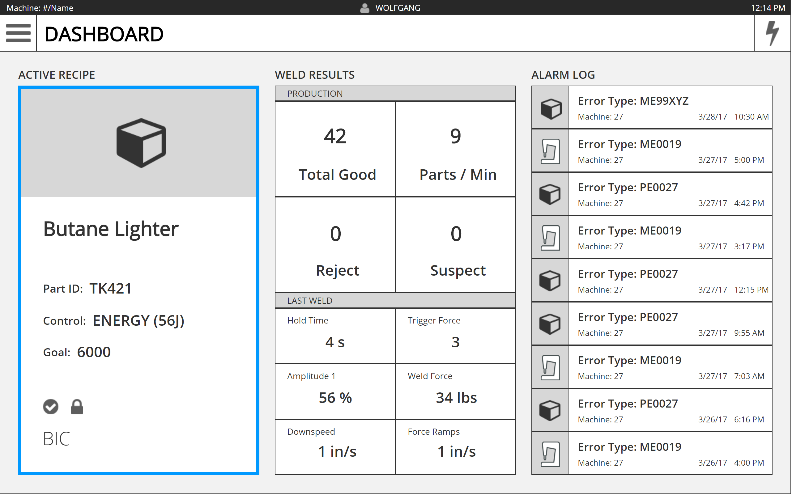 Ultrasonic Welding HMI screenshot